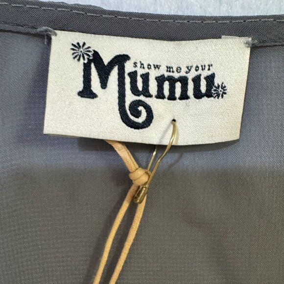 Show Me Your Mumu Womens S Lace-Up Blouse Gray Sheer Chiffon Romantic Flowy - Picture 9 of 11